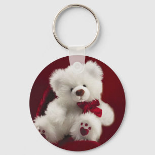 Weißer Teddybär Schlüsselanhänger