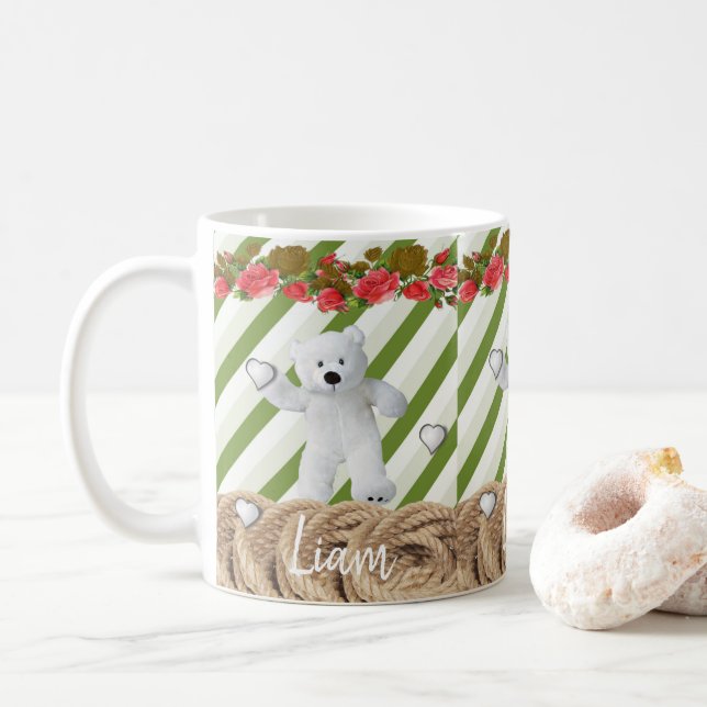 Weißer Teddybär Tasse (Mit Donut)