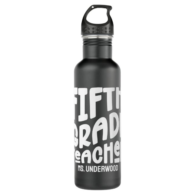 Weißer Text des benutzerdefinierten Fünften Lehrer Edelstahlflasche (Vorderseite)
