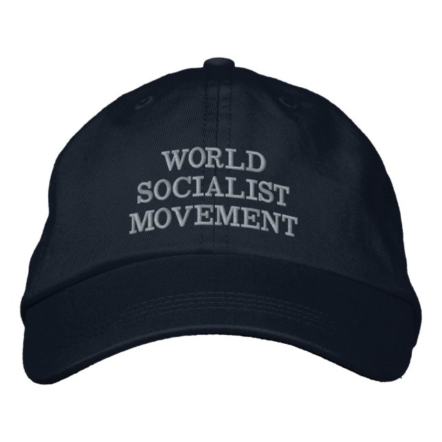 Weißer Text/Marine der Weltsozialistischen Bestickte Baseballkappe (Vorderseite)