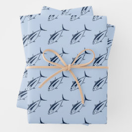 Weißer Thunfisch in der Marine auf Pastellblau in  Geschenkpapier Set