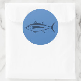Weißer Thunfisch in Meeresblau am Ägäischen Blau Runder Aufkleber