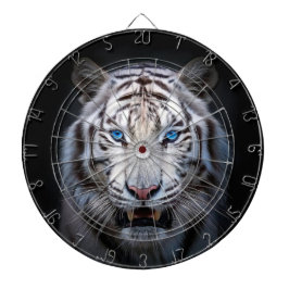 Weißer Tiger Blaue Augen Dartscheibe