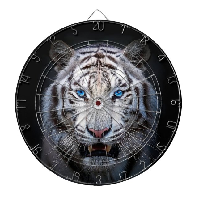Weißer Tiger Blaue Augen Dartscheibe (vorne)