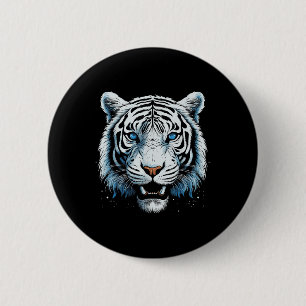 Weißer Tiger Blaue Augen Wildkatze Tier Button