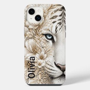 Weißer Tiger Blumendesign mit blauen Augen iPhone 14 Plus Hülle