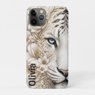 Weißer Tiger-Blumenkunst mit blauen Augen Case-Mate iPhone Hülle