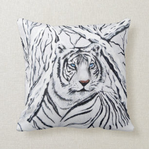 Weißer Tiger, der herein mischt Kissen