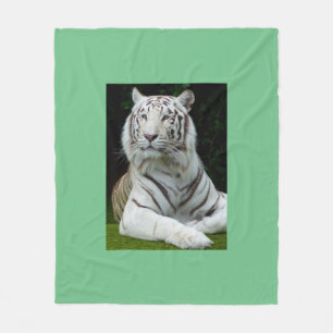 Weißer Tiger Fleecedecke