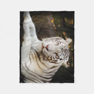 Weißer Tiger Fleecedecke