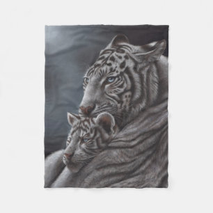 Weißer Tiger Fleecedecke