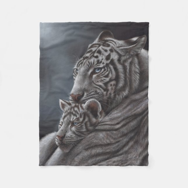 Weißer Tiger Fleecedecke (Vorderseite)