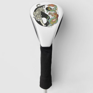 Weißer Tiger gegen grüner Drache im Yin-Yang Golf Headcover
