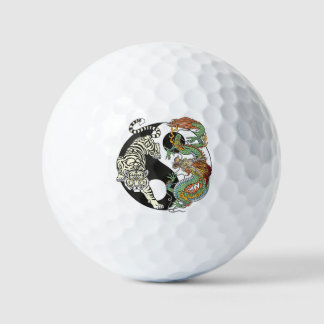 Weißer Tiger gegen grüner Drache im Yin-Yang Golfball