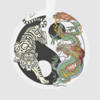 Weißer Tiger gegen grüner Drache im Yin-Yang