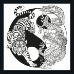 Weißer Tiger gegen grüner Drache im Yin Yang po Poster<br><div class="desc">Weiße Tiger gegen grüne Drachenenergie im Yang-Symbol für Harmonie und Gleichgewicht. Im Feng Shui sind Drache und Tiger sowohl innerhalb als auch außerhalb des Hauses wichtig. Illustration durch Insima</div>