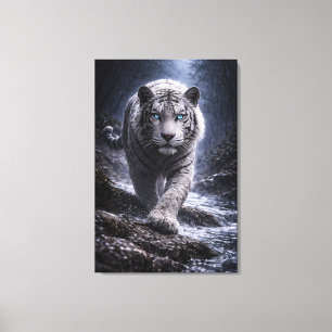 Weißer Tiger in Bewegung – ManJiangHong Kunstserie Leinwanddruck