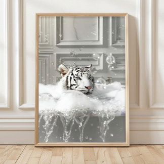 Weißer Tiger in der Badewanne Kunstprint Maximalis Poster