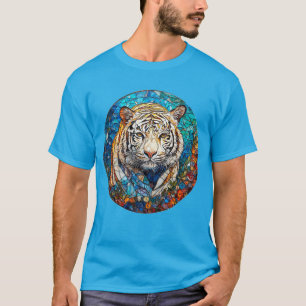 Weißer Tiger in einem lebendigen kreisförmigen Des T-Shirt