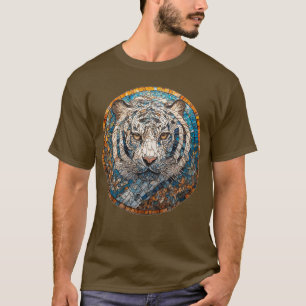 Weißer Tiger in einem lebendigen kreisförmigen Des T-Shirt