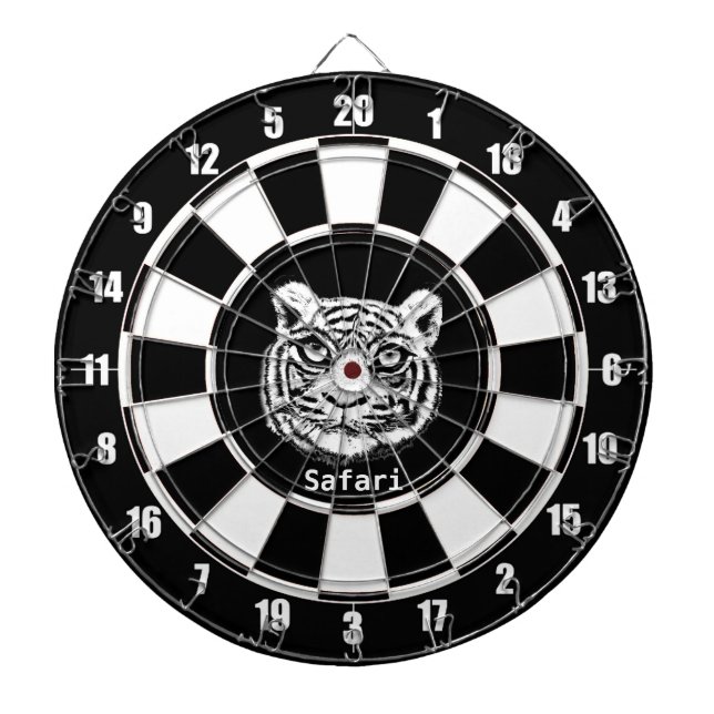 Weißer Tiger in Schwarz und Weiß Dartscheibe (vorne)