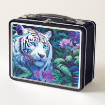 Weißer Tiger in violetten Blumen
