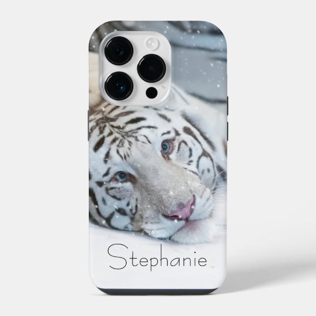 Weißer Tiger iPhone 14 Pro Hülle (Rückseite)