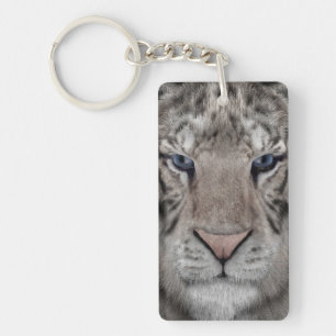 Weißer-Tiger-Kopf-Wildlife-Ästhetik Schlüsselanhänger