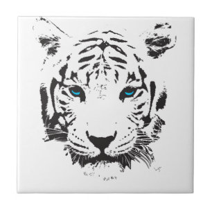Weißer Tiger mit blauen Augen Fliese