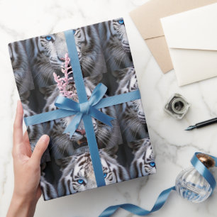Weißer Tiger mit blauen Augen Geschenkpapier