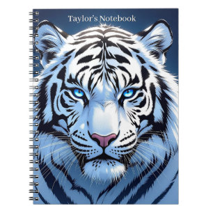 Weißer Tiger mit blauen Augen personalisiert Notizblock
