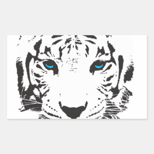 Weißer Tiger mit blauen Augen Rechteckiger Aufkleber
