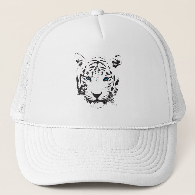 Weißer Tiger mit blauen Augen Truckerkappe (Vorderseite)