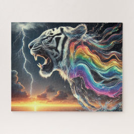 Weißer Tiger mit Regenbogennebel