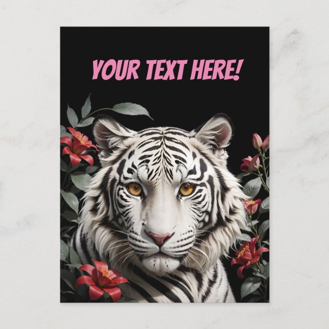 weißer Tiger mit Text Postkarte (Vorderseite)