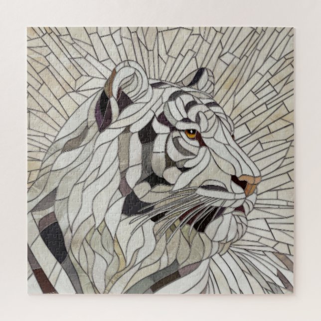 Weißer Tiger - Mosaikkunst aus Glas (Vertikal)