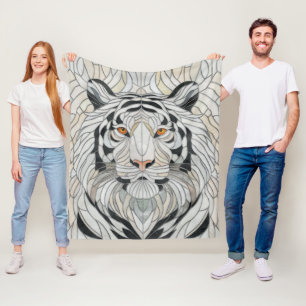 Weißer Tiger - Mosaikkunst aus Glas Fleecedecke