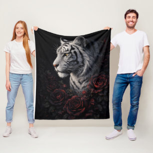 Weißer-Tiger-Porträt – Ruhige Macht und Stiller Bl Fleecedecke