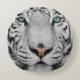 Weißer Tiger Rundes Kissen