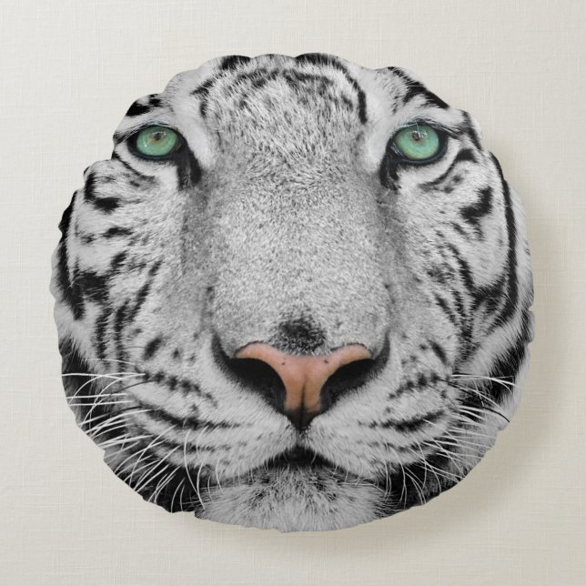 Weißer Tiger Rundes Kissen (Vorderseite)
