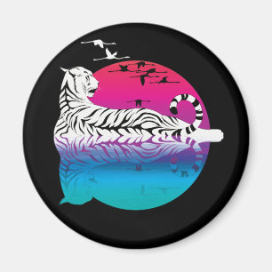 Weißer Tiger Sonnenuntergang Magnet