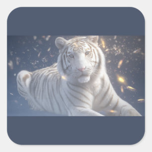 Weißer Tiger Sternenlicht Quadratischer Aufkleber