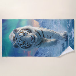 Weißer Tiger Strandtuch – Arktische Eis Power