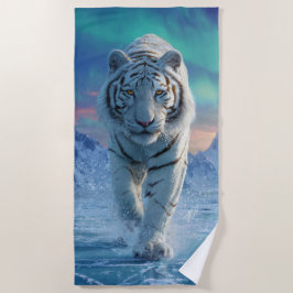 Weißer Tiger Strandtuch – Arktische Eis Power