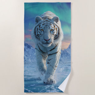 Weißer Tiger Strandtuch – Arktische Eis Power