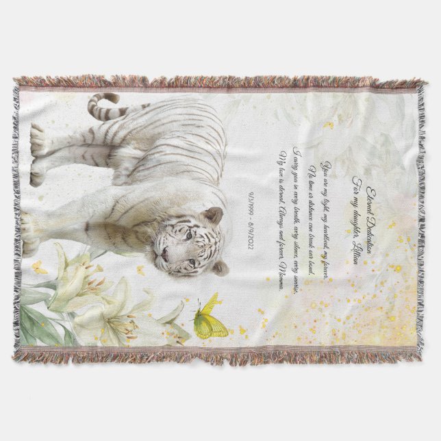 Weißer Tiger und Lilien Devotionsdecke Decke (Vorderseite)