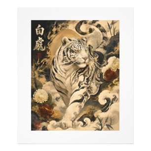 Weißer Tiger Wächter Kunst Japanische Mythologie Fotodruck