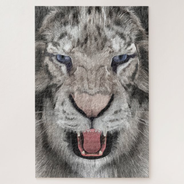 Weißer Tigerkopf Wildtier Ästhetik (Vertikal)