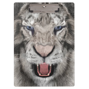 Weißer Tigerkopf Wildtier Ästhetik Klemmbrett