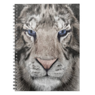 Weißer Tigerkopf Wildtier Ästhetik Notizblock